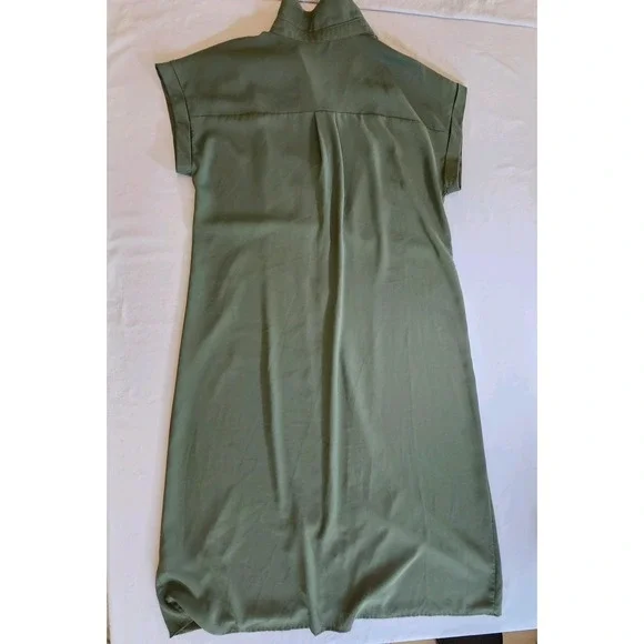 Woman's Casual Twist Front Short Sleve Collar Button Down Long Shirt Dress Large - Picture 13 of 14